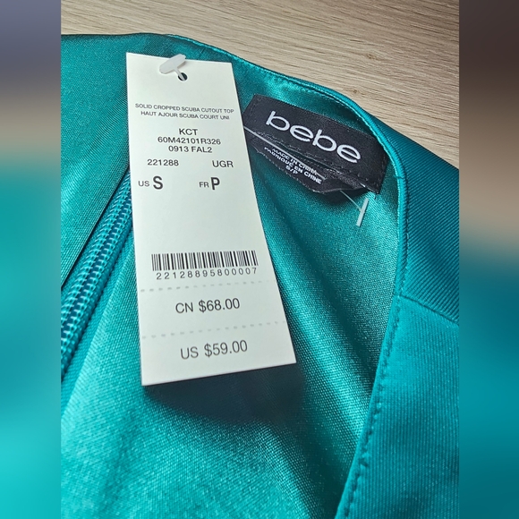 Bebe solid teal crop top size S - Picture 4 of 4